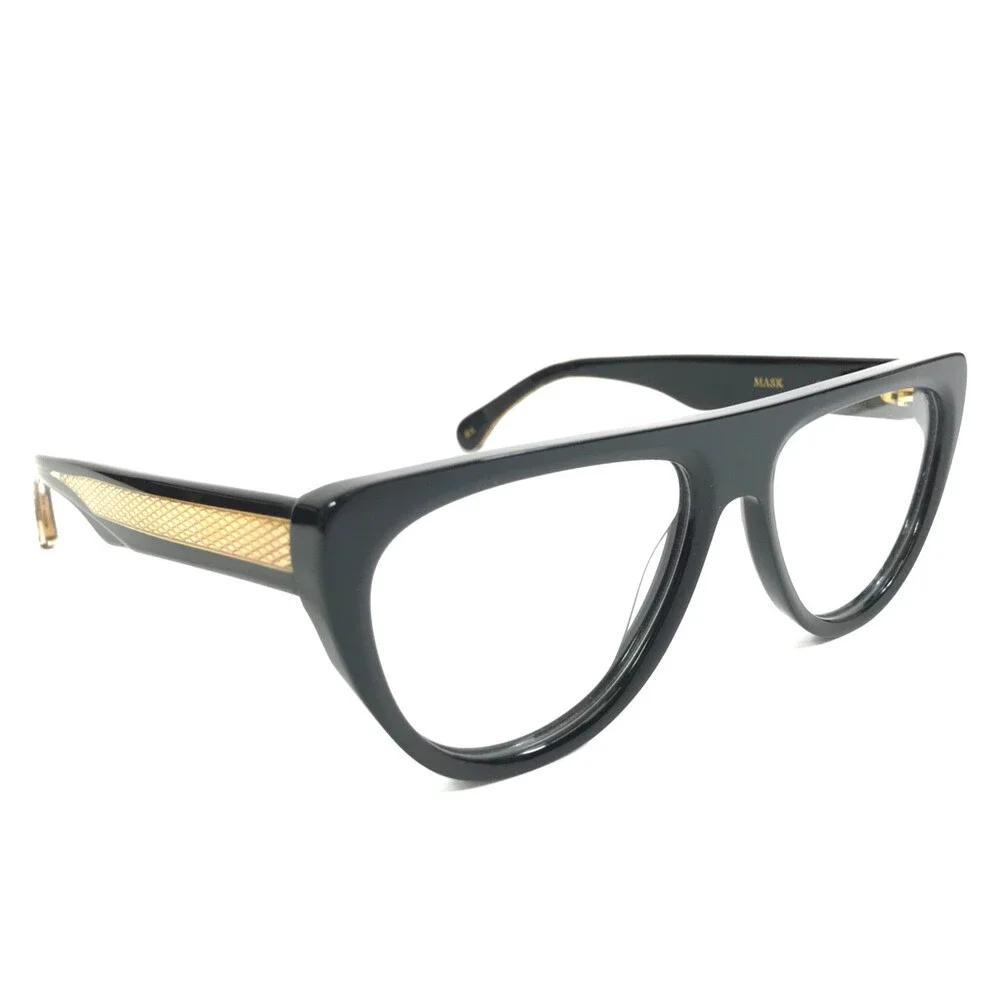 Alfred Kerbs Eyeglasses Frames MASK BK Shiny Black Gold Flat Top 56-17-143